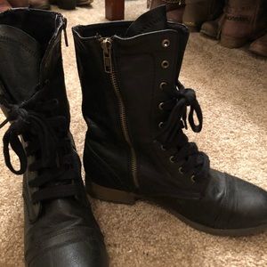 Black combat boots